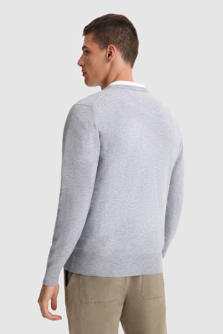 Grey Woolrich Super Geelong Wool Crewneck Men's Knitwear | 4639075-TQ