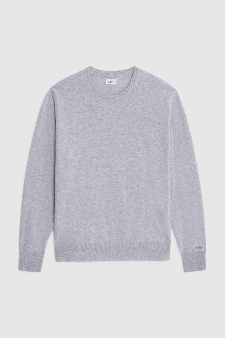 Grey Woolrich Super Geelong Wool Crewneck Men's Knitwear | 4639075-TQ