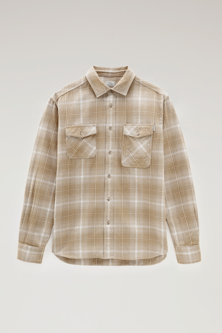 Khaki Woolrich Flannel Check Cruiser Men's Shirts | 0481356-YP