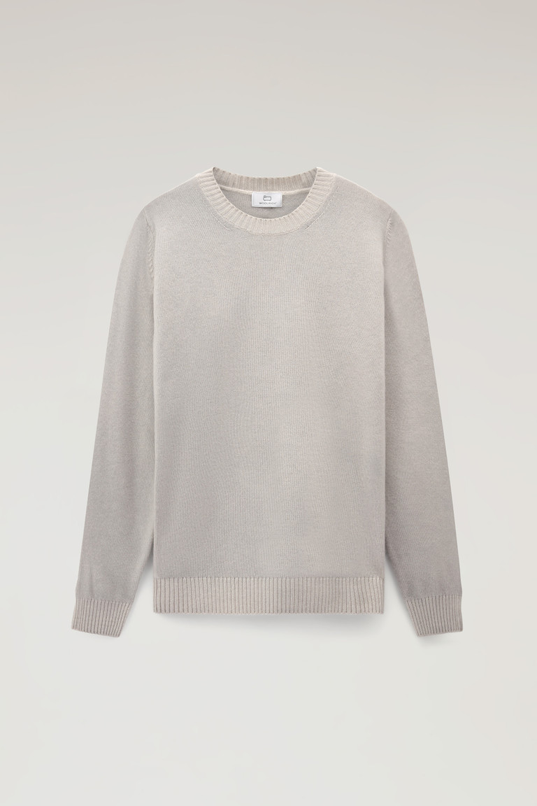 Light Grey Woolrich Garment-Dyed Crewneck Virgin Wool Men's T Shirts | 4573829-NE