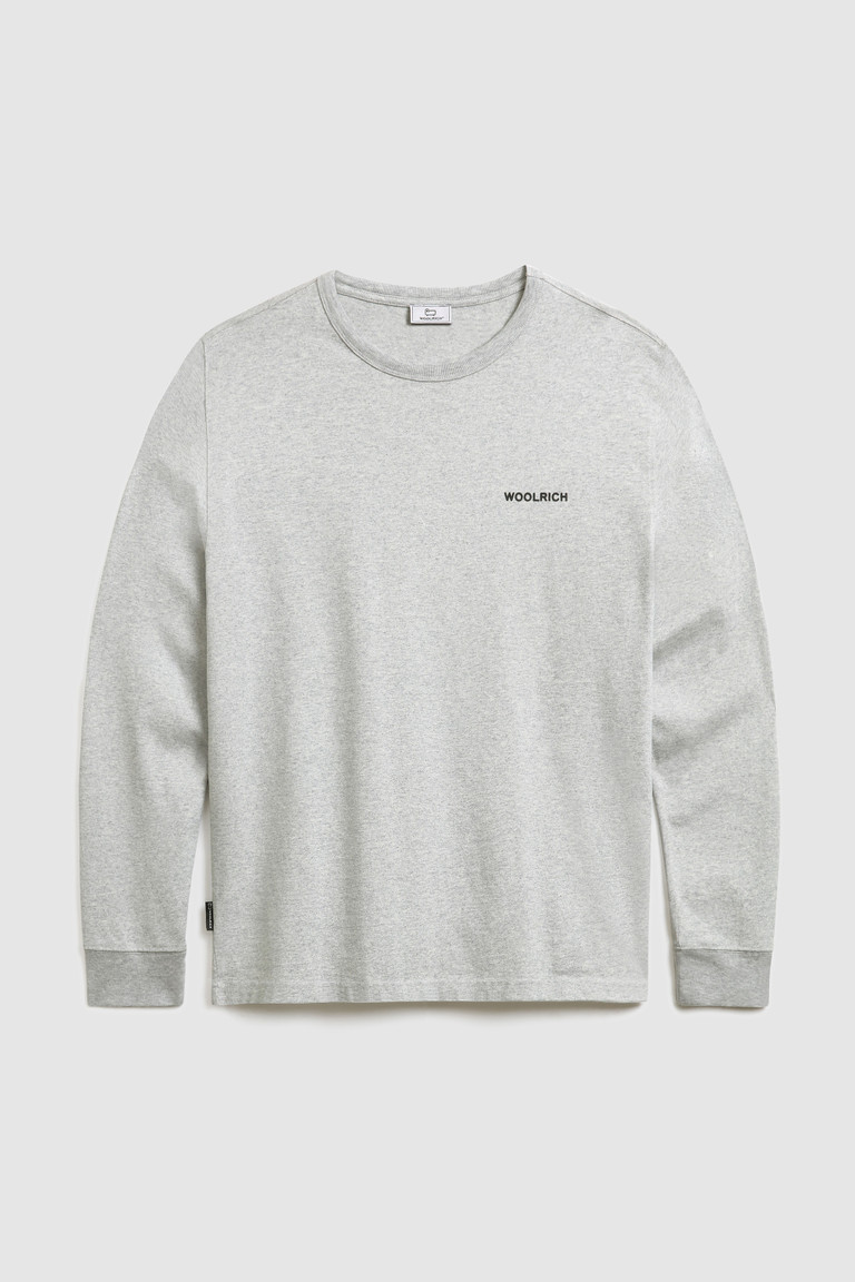 Light Grey Woolrich Long-Sleeve With Back Print Men's T Shirts | 0351974-BD