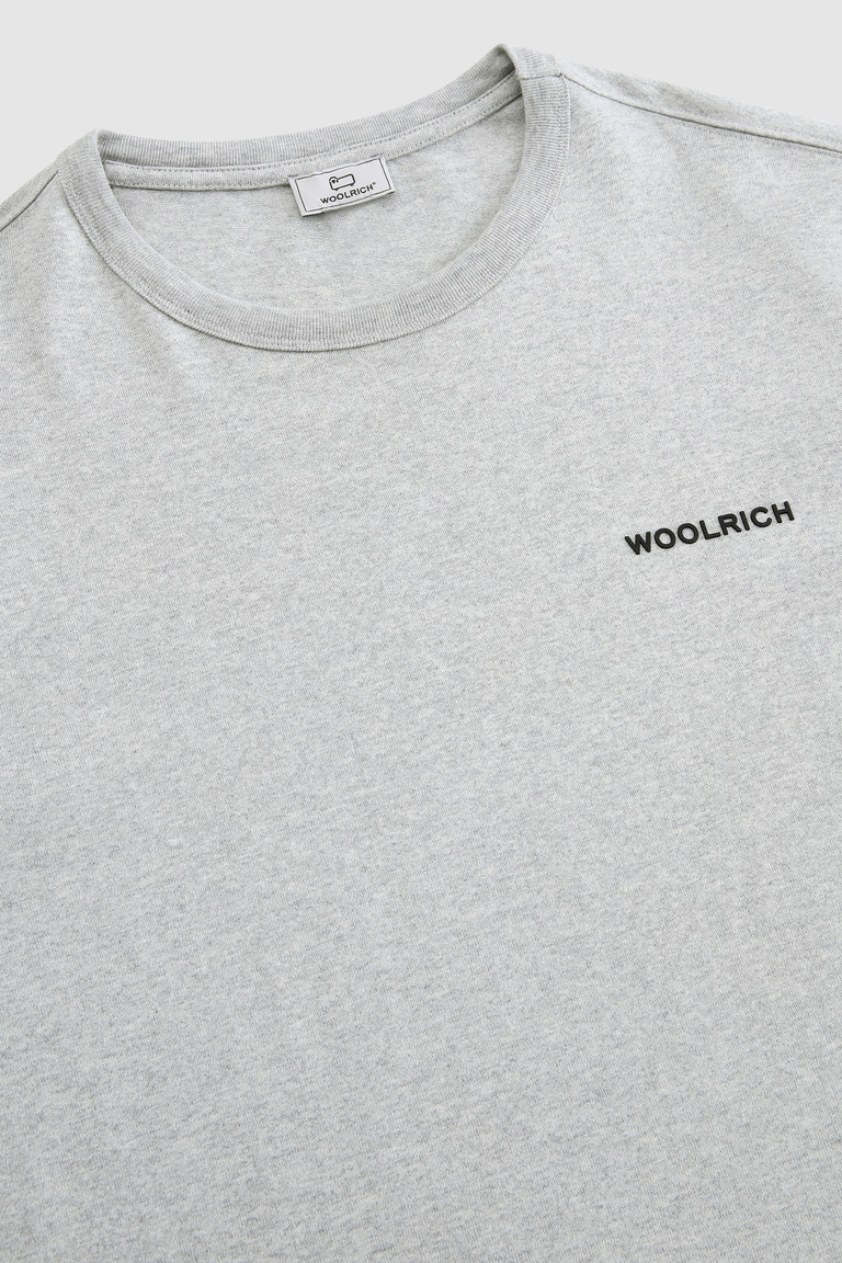 Light Grey Woolrich Long-Sleeve With Back Print Men's T Shirts | 0351974-BD