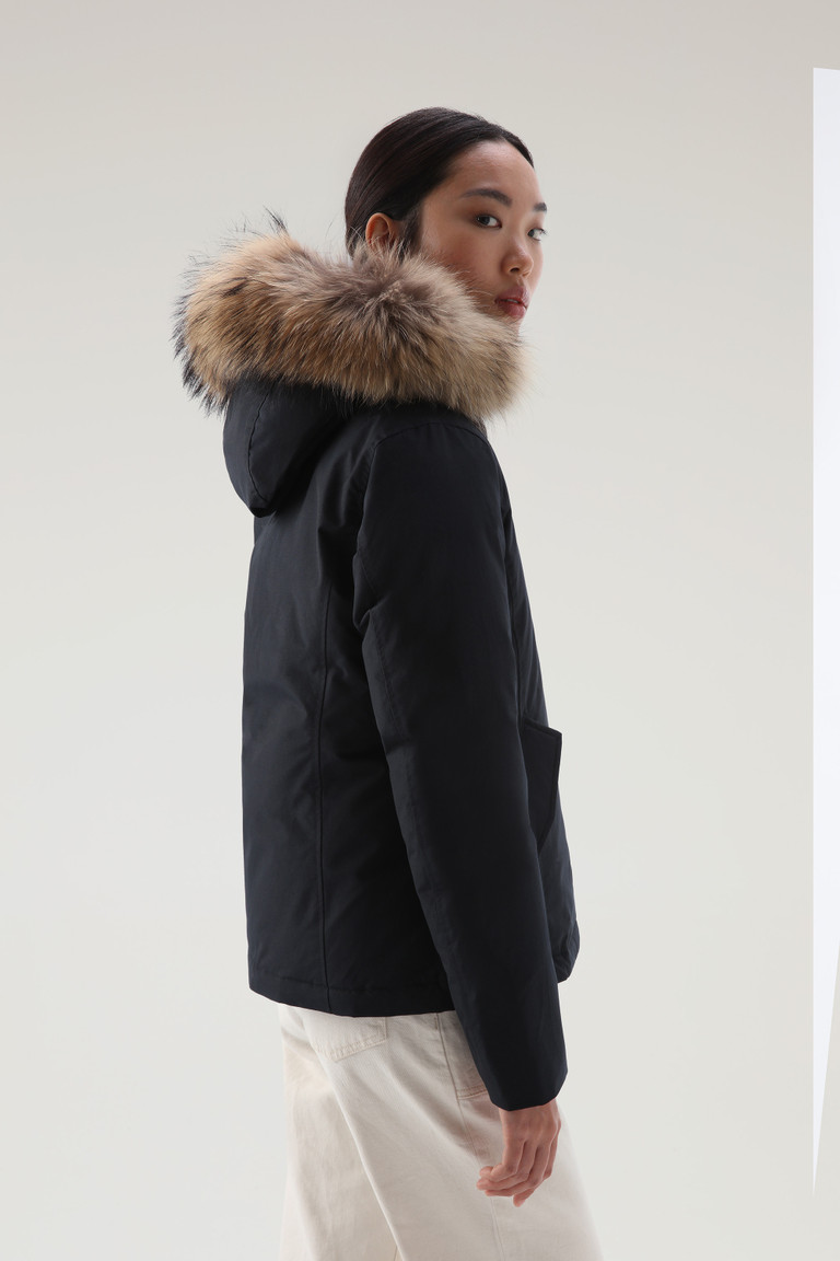 Navy Woolrich Short Arctic In Ramar With Detachable Fur Women's Parka Jackets | 8720651-IG