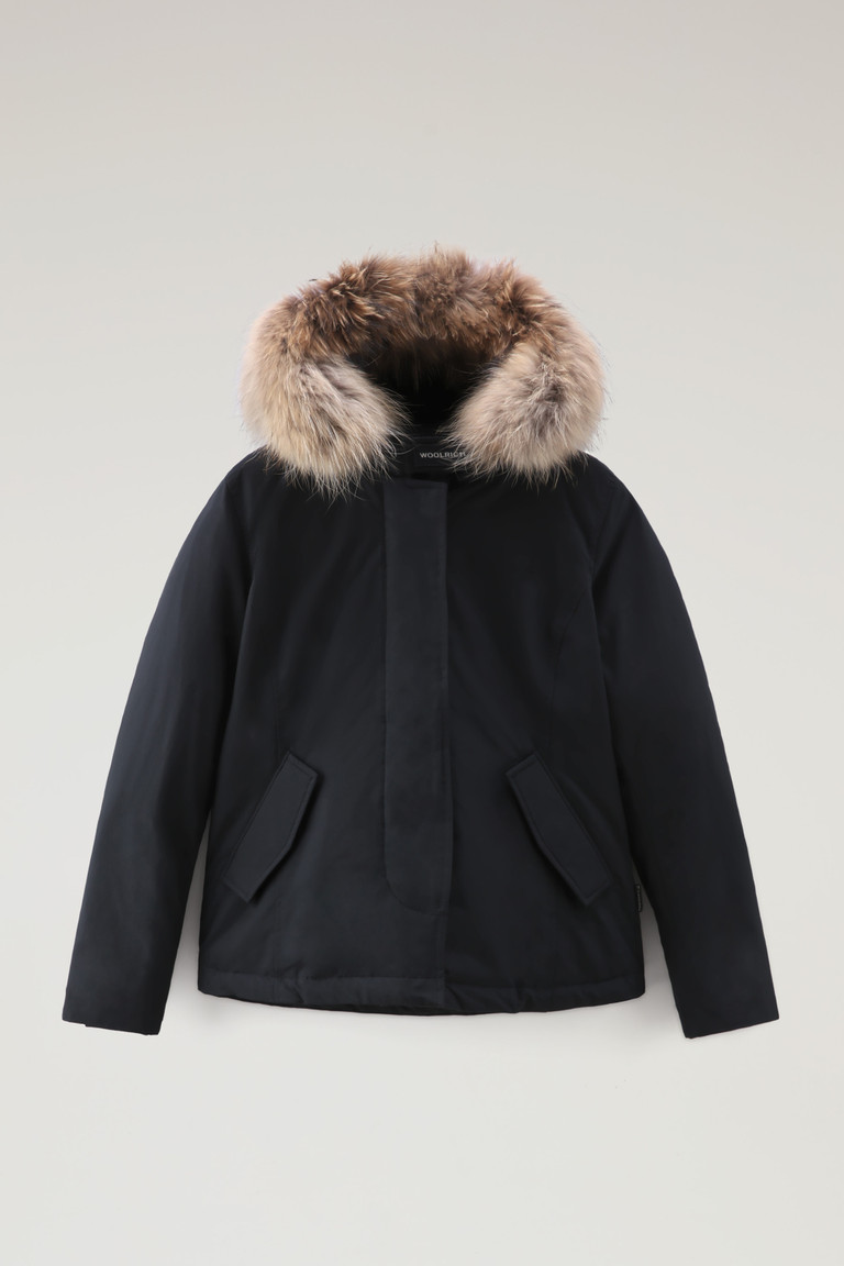 Navy Woolrich Short Arctic In Ramar With Detachable Fur Women's Parka Jackets | 8720651-IG