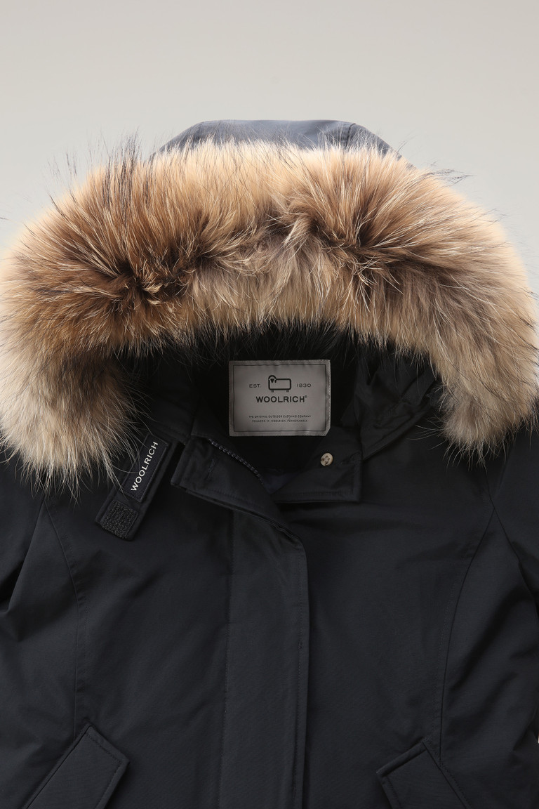 Navy Woolrich Short Arctic In Ramar With Detachable Fur Women's Parka Jackets | 8720651-IG