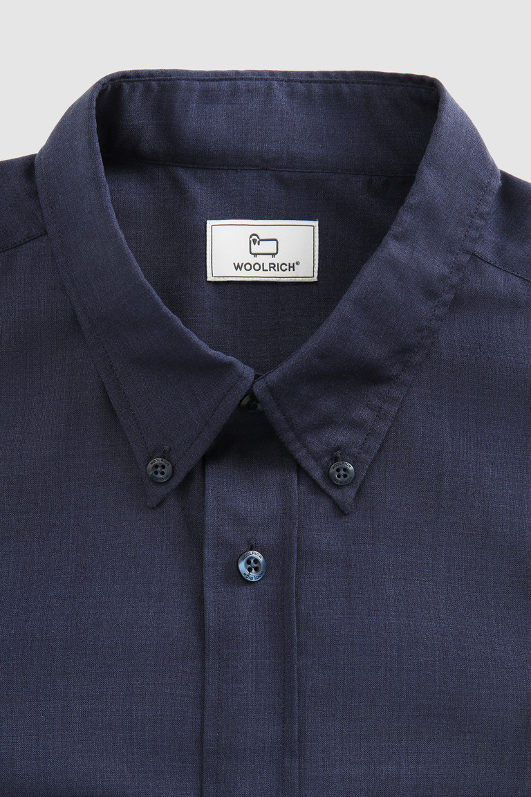 Navy Woolrich Solid Merino Cool Wool Men's Shirts | 6485713-KT