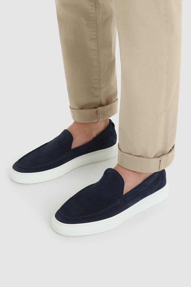 Navy Woolrich Spring Slip-On In Raw Suede Men's Sneakers | 3780426-MH