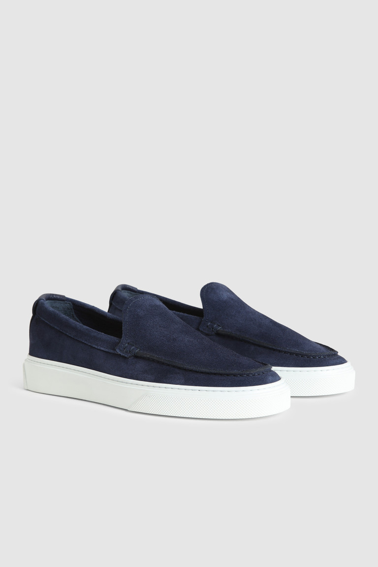 Navy Woolrich Spring Slip-On In Raw Suede Men\'s Sneakers | 3780426-MH