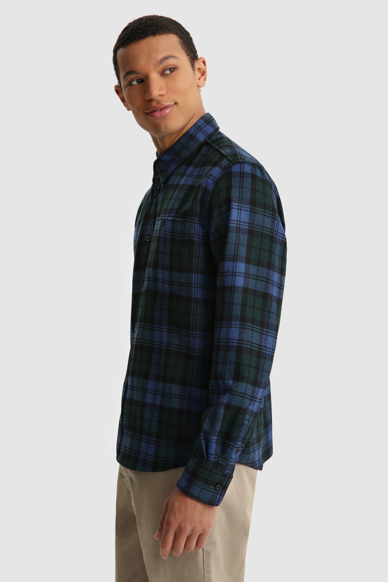 Navy Woolrich Wool Blend Trout Run Plaid Flannel – Made Men's Shirts | 5423960-CU