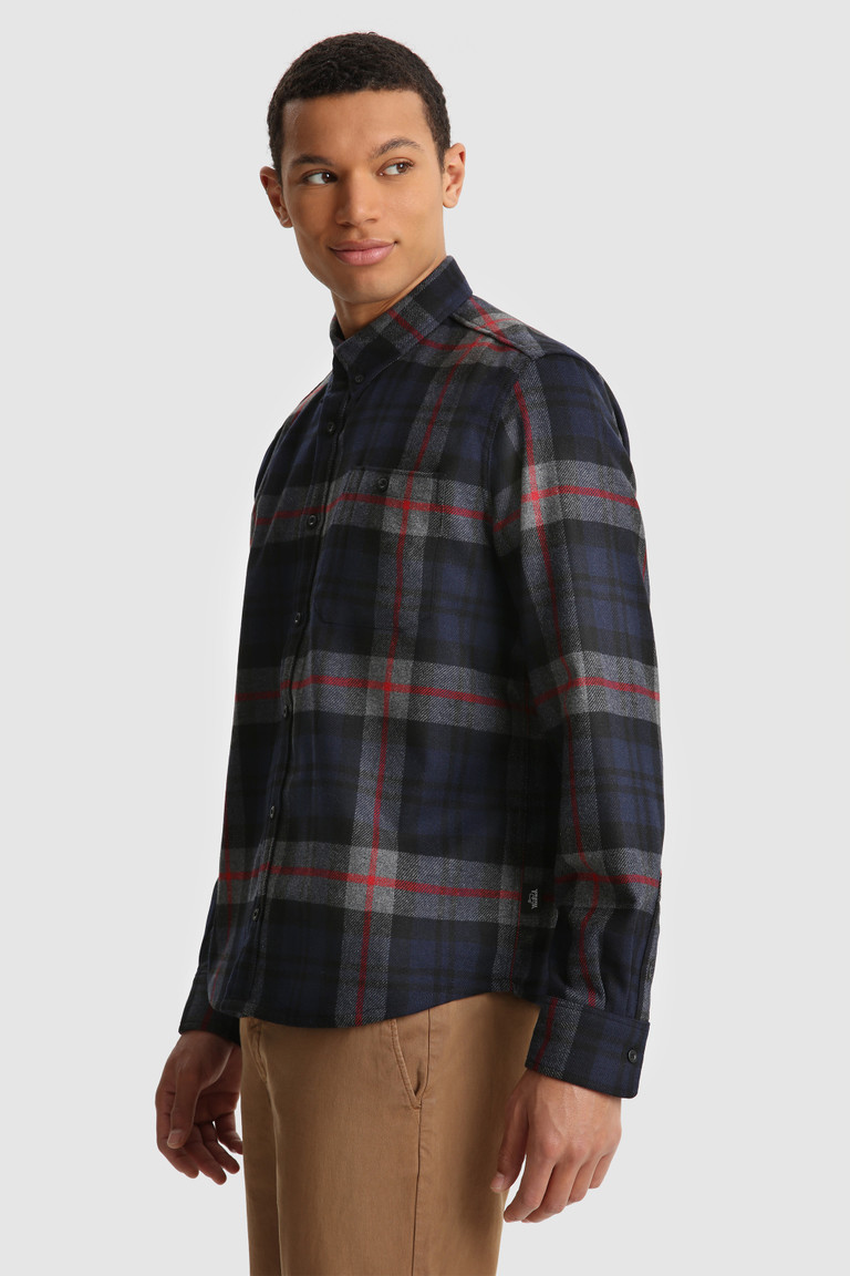 Navy Woolrich Wool Blend Trout Run Plaid Flannel – Made Men's Shirts | 7248139-CK