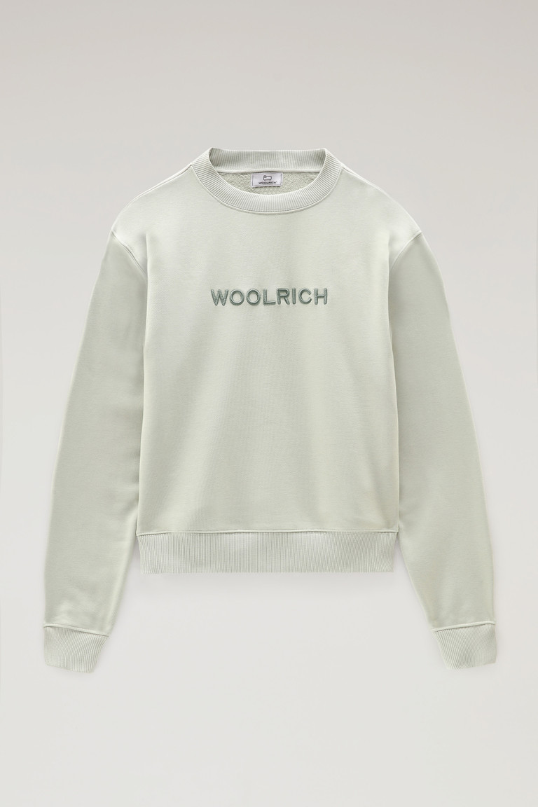 Olive Woolrich Embroidered Logo Fleece Women's Sweatshirts | 8259714-SK