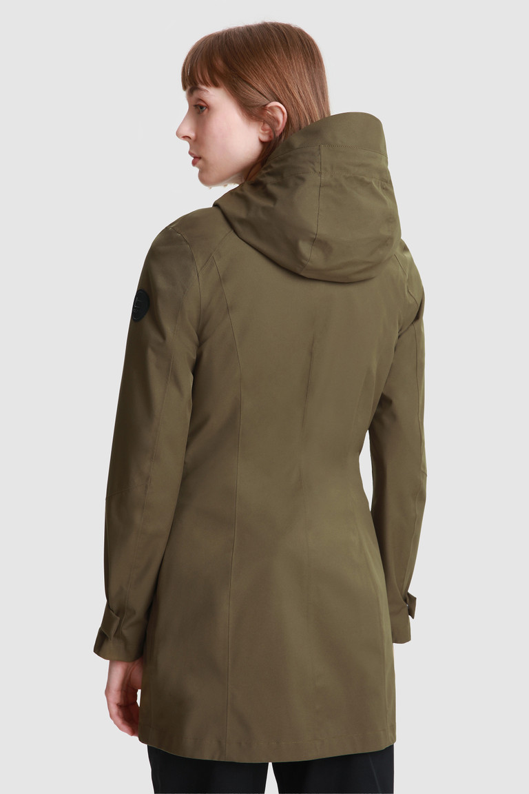 Olive Woolrich Leavitt Ultralight Waterproof Women's Parka Jackets | 4725360-DL