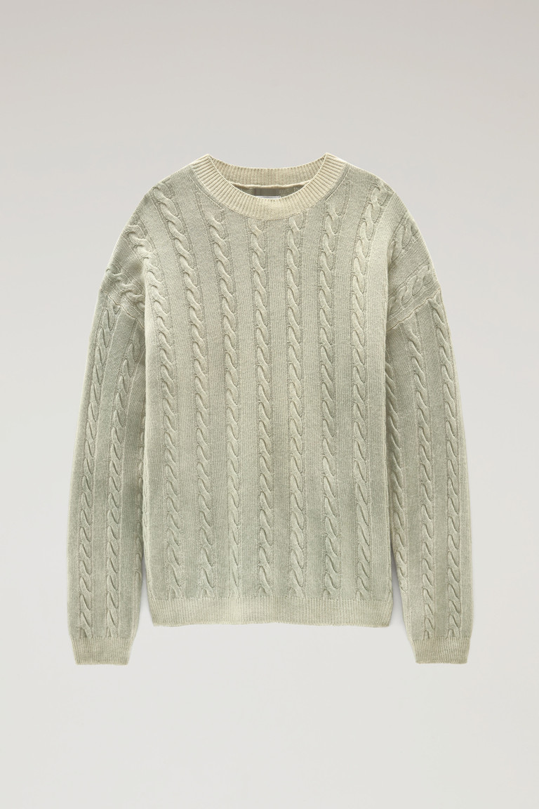 Olive Woolrich Unisex Garment-Dyed Aran Men's Knitwear | 4869152-FD