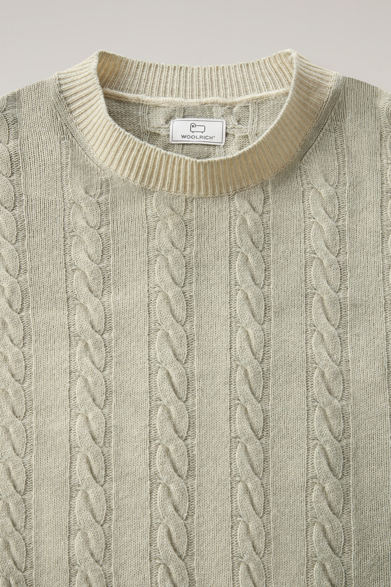 Olive Woolrich Unisex Garment-Dyed Aran Men's Knitwear | 4869152-FD