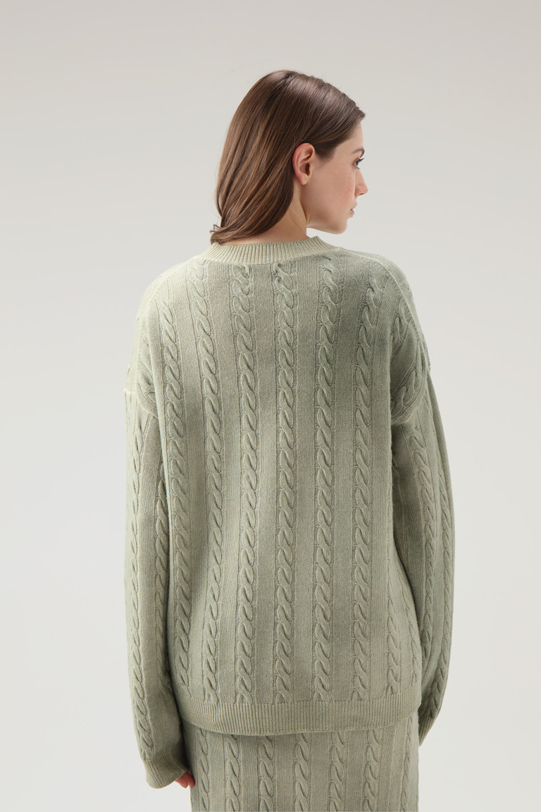 Olive Woolrich Unisex Garment-Dyed Aran Women's Sweaters | 6483017-UN