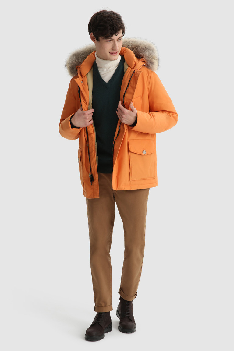 Orange Woolrich Arctic Anorak With Detachable Fur Men\'s Parka Jackets | 1790825-JM