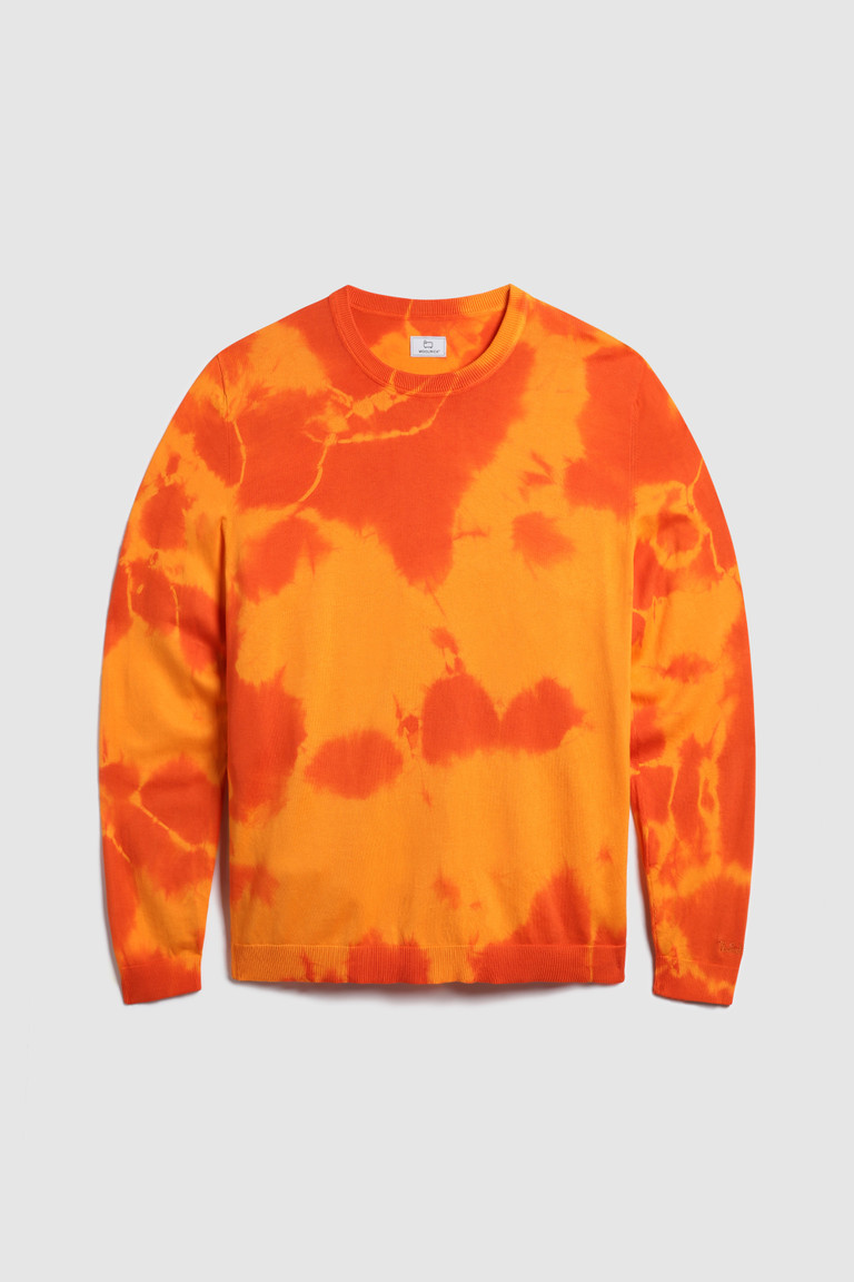 Orange Woolrich Crewneck In Garment-Dyed Supima Cotton Men's Knitwear | 8021654-CX