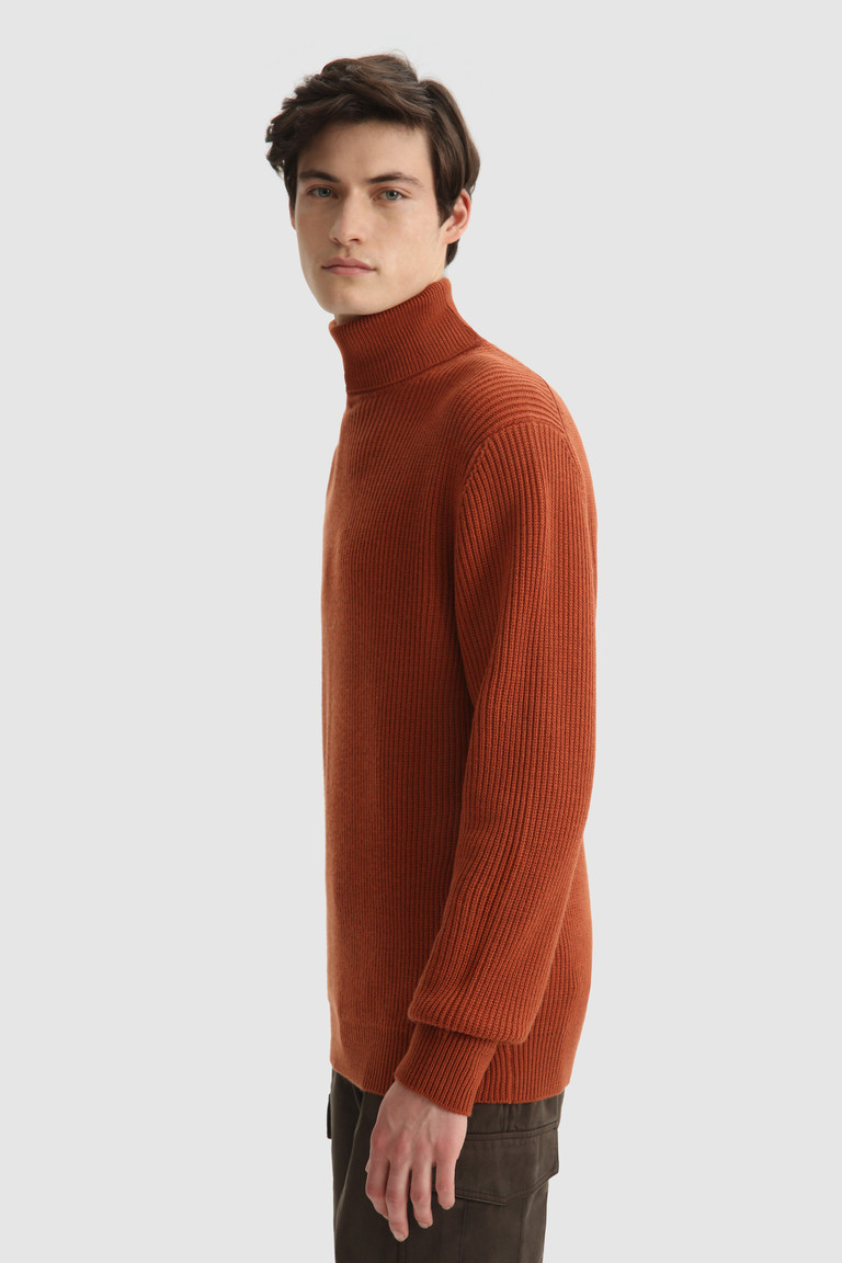 Orange Woolrich Merino Wool Turtleneck Men's Knitwear | 1397582-EM