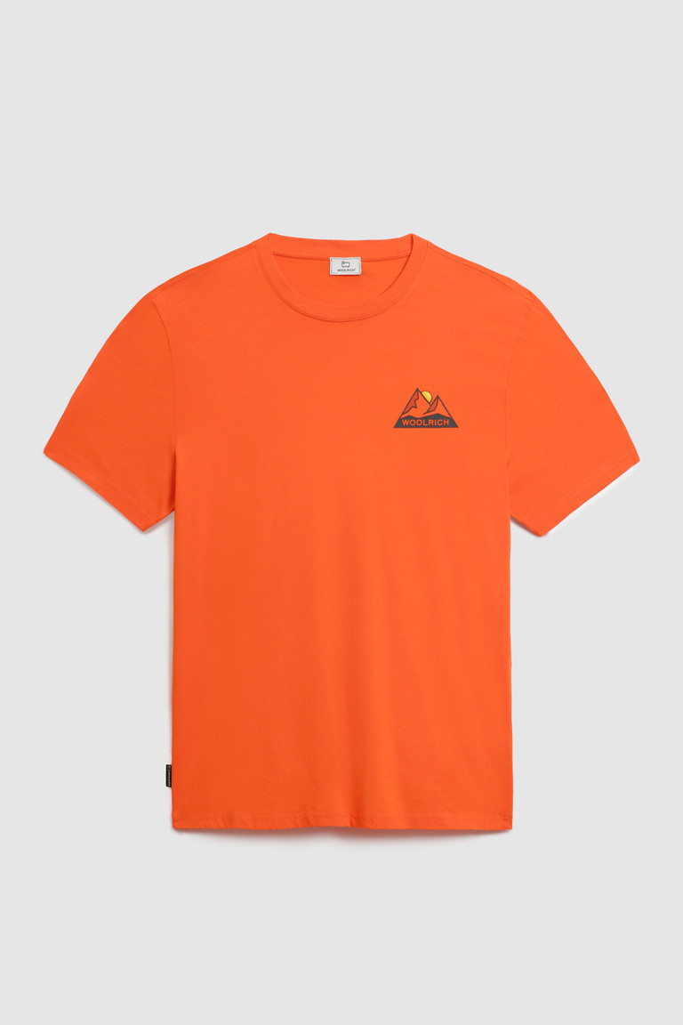 Orange Woolrich With Mountain Logo Men's T Shirts | 5073468-BU