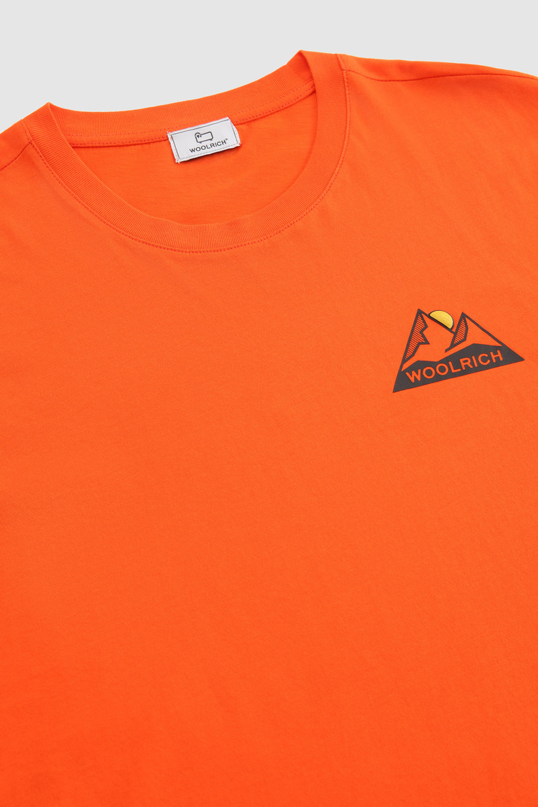 Orange Woolrich With Mountain Logo Men's T Shirts | 5073468-BU