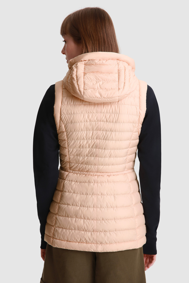 Pink Woolrich Hibiscus Padded With Hood Women's Vest | 8673451-ML