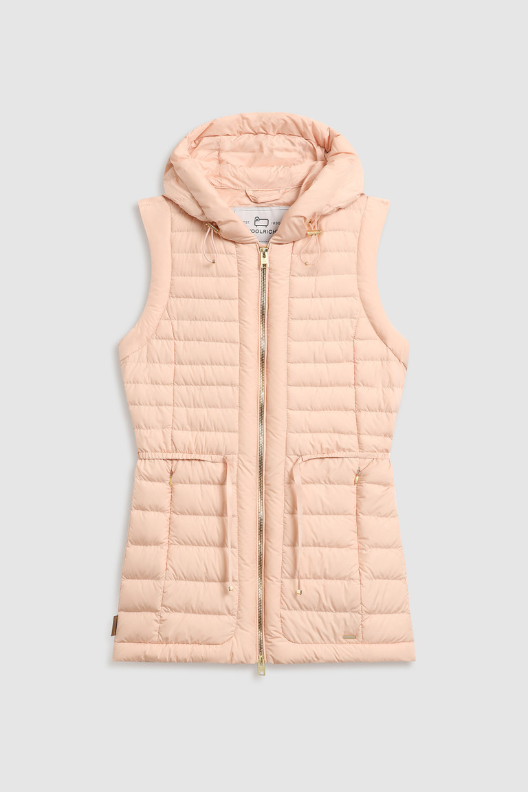 Pink Woolrich Hibiscus Padded With Hood Women's Vest | 8673451-ML