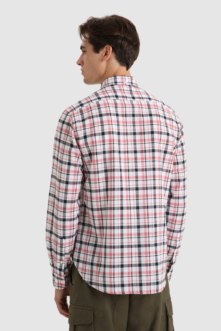 Pink Woolrich Madras Button-In Cotton Poplin Men's Shirts | 8652934-ME