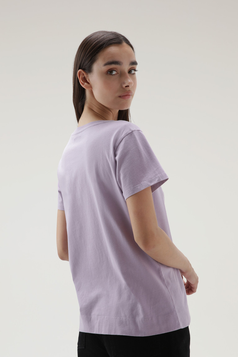 Purple Woolrich Organic Cotton Logo Women's T Shirts | 7910385-JW