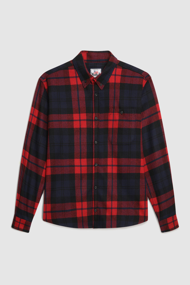 Red / Blue Woolrich Wool Blend Trout Run Plaid Flannel – Made Men's Shirts | 8593012-AO