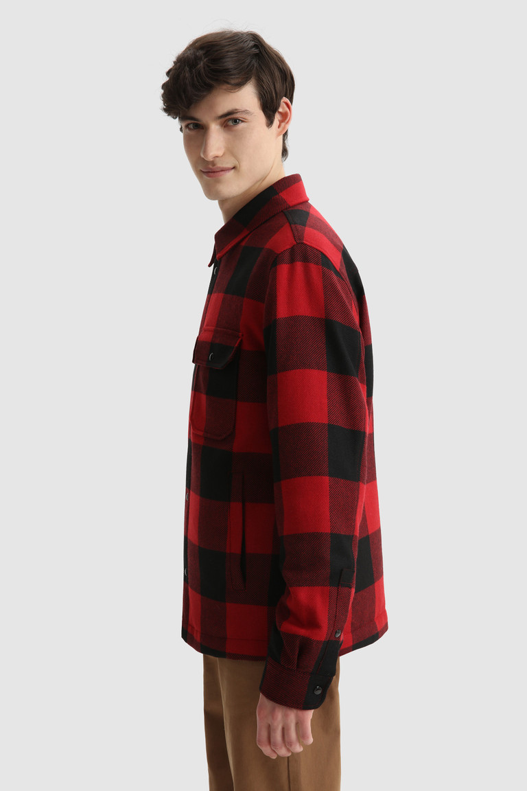 Red Woolrich Alaskan Check In Italian Recycled Wool Men's Jackets | 6043182-VQ