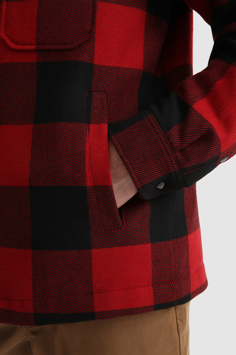 Red Woolrich Alaskan Check In Italian Recycled Wool Men's Jackets | 6043182-VQ