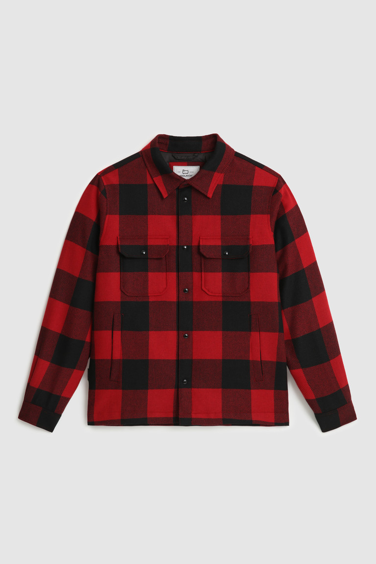 Red Woolrich Alaskan Check In Italian Recycled Wool Men's Jackets | 6043182-VQ