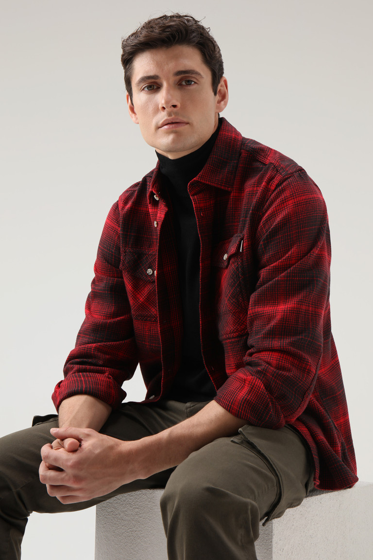 Red Woolrich Flannel Check Cruiser Men's Shirts | 0862734-DE