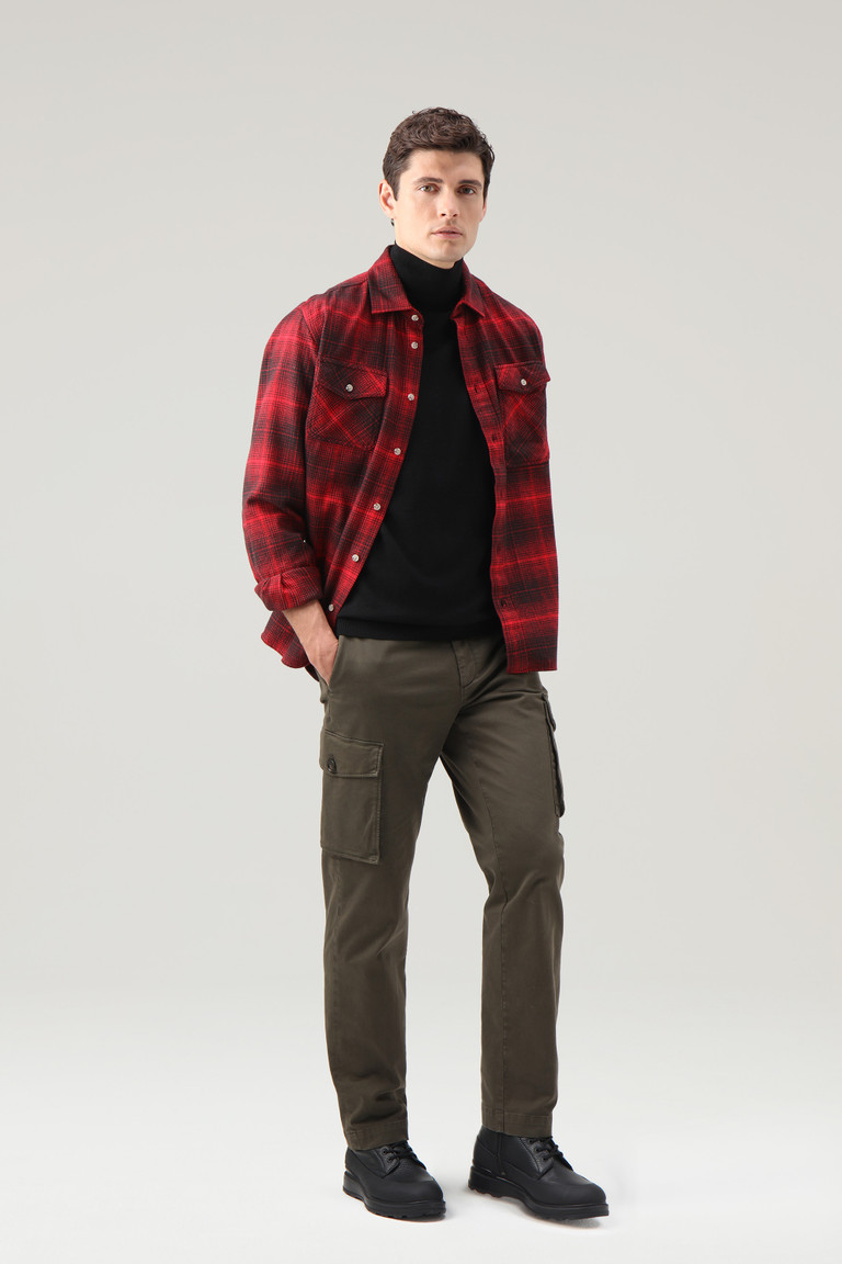 Red Woolrich Flannel Check Cruiser Men\'s Shirts | 0862734-DE