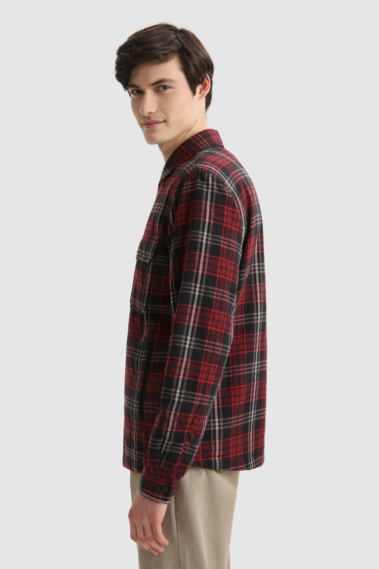 Red Woolrich Padded Madras Overshirt Men's Shirts | 6240837-UB