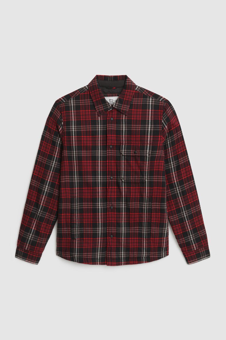 Red Woolrich Padded Madras Overshirt Men's Shirts | 6240837-UB