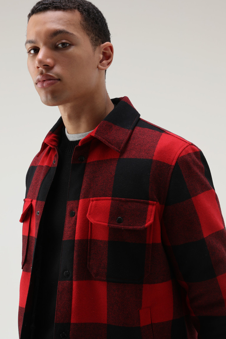 Red Woolrich Quilted Alaskan Check Overin Recycled Wool Men's Jackets | 4329605-ZJ