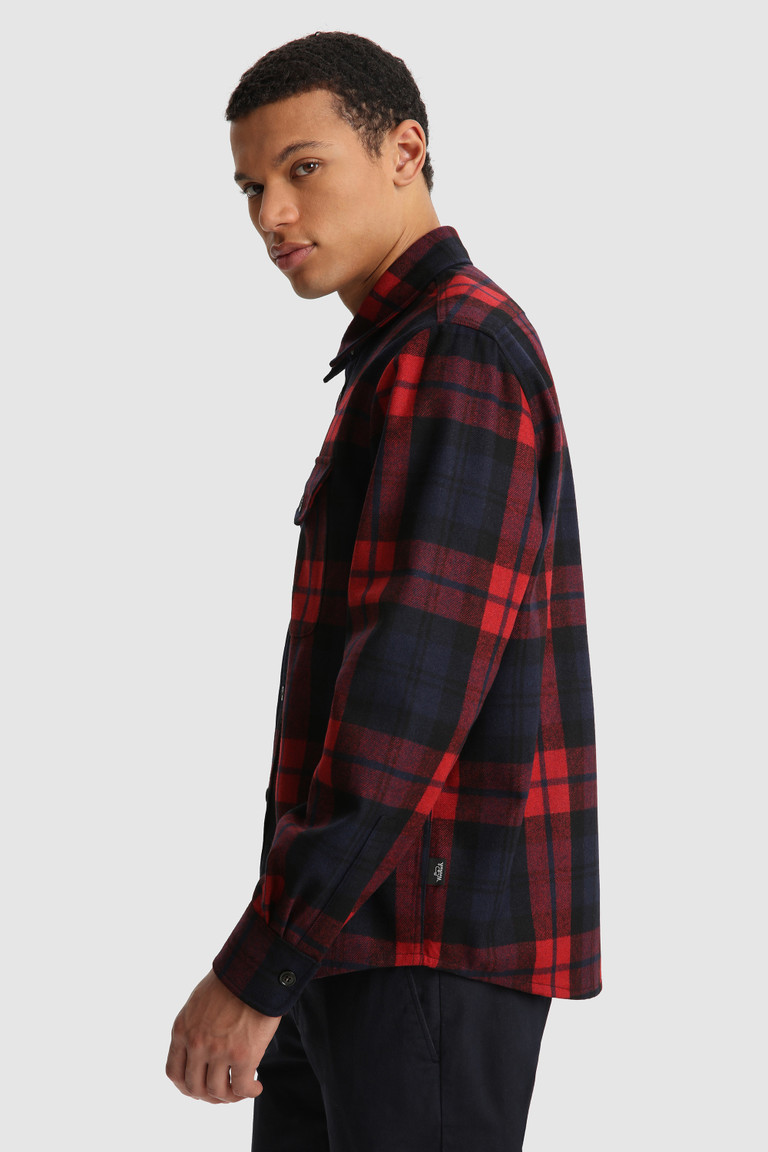 Red Woolrich Wool Blend Oxbow Flannel Over- Made Men's Shirts | 6081435-FV