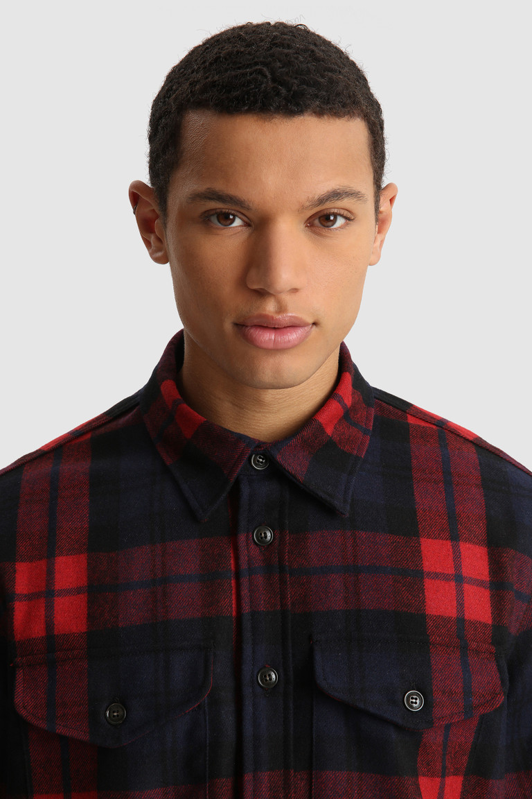 Red Woolrich Wool Blend Oxbow Flannel Over- Made Men's Shirts | 6081435-FV