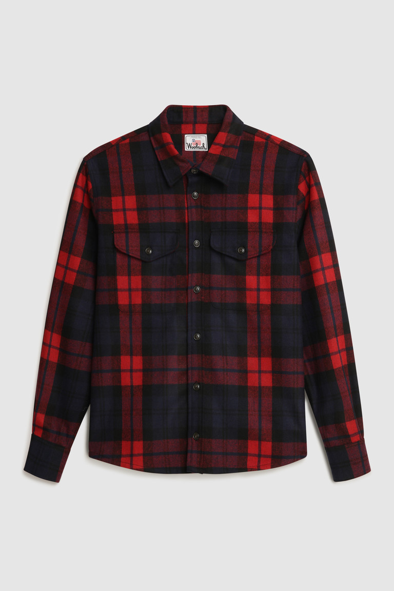 Red Woolrich Wool Blend Oxbow Flannel Over- Made Men's Shirts | 6081435-FV