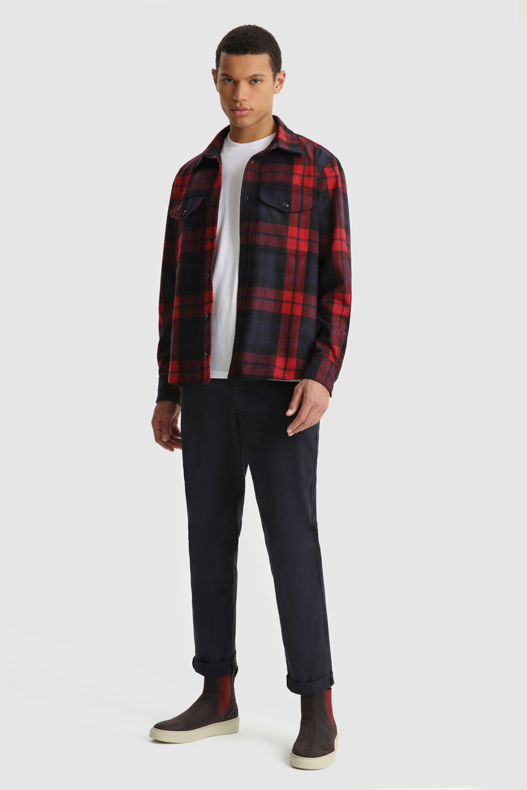 Red Woolrich Wool Blend Oxbow Flannel Over- Made Men\'s Shirts | 6081435-FV