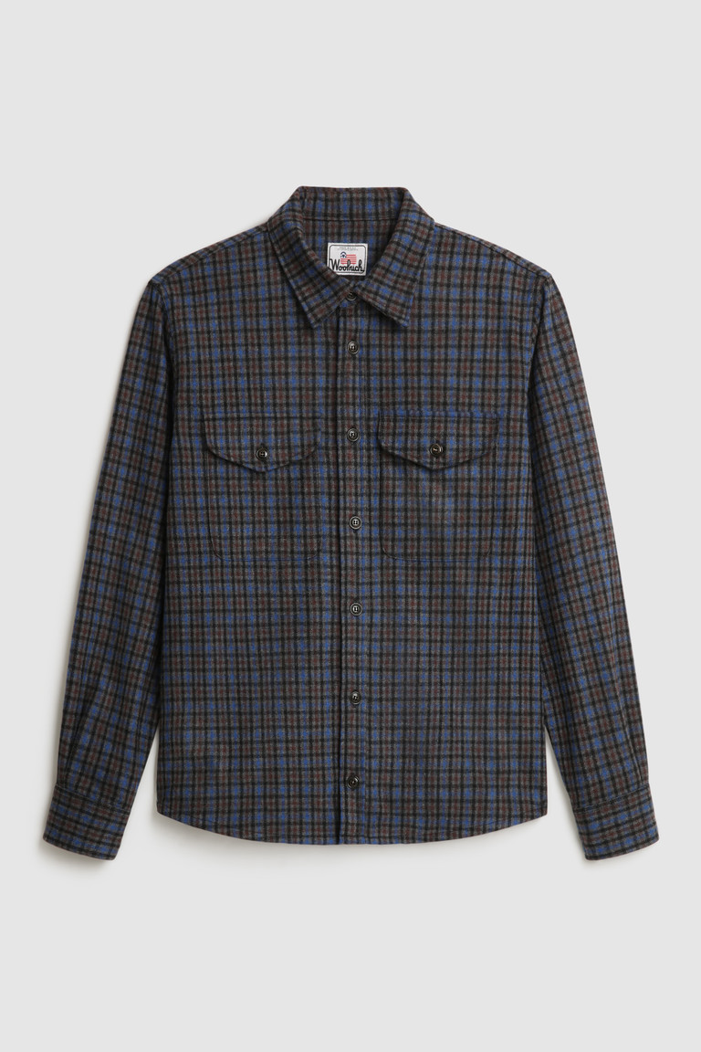 Royal Grey Woolrich Wool Blend Oxbow Flannel Over- Made Men's Shirts | 9087613-KU