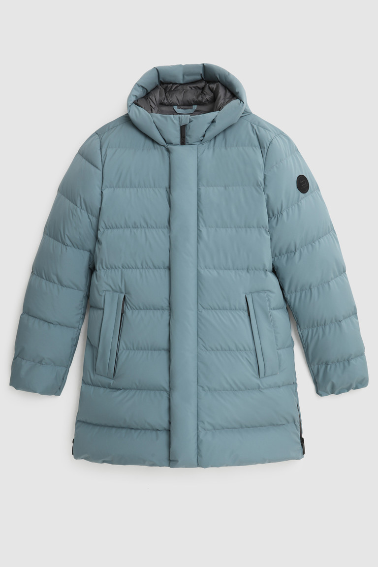 Turquoise Woolrich Gore-Tex Infinium High-Tech Quilted Long Men's Down Jackets | 2537908-FQ