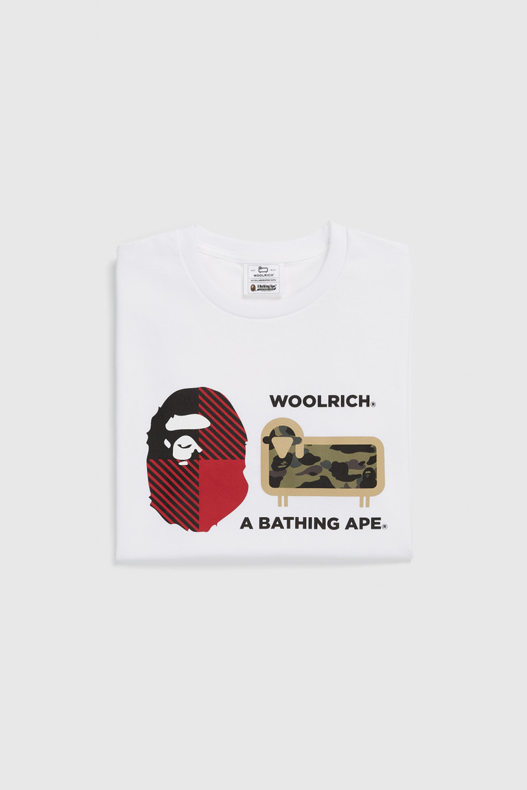 White Woolrich Bape Men's T Shirts | 0148752-EQ