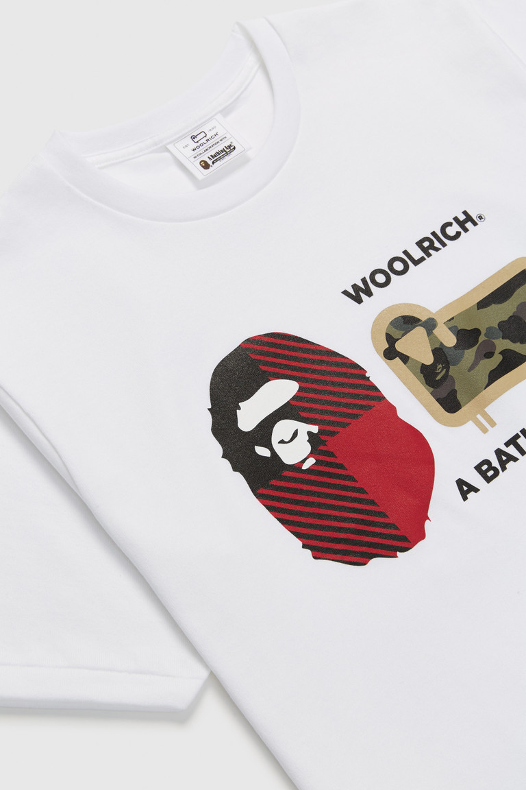 White Woolrich Bape Men\'s T Shirts | 0148752-EQ