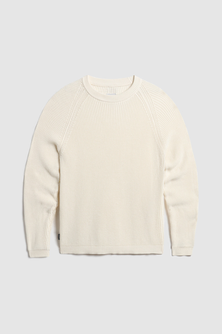 White Woolrich Crewneck Ribbed Cotton Men's Knitwear | 2031476-QI