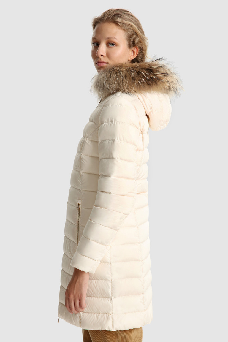 White Woolrich Ellis Quilted Long With Removable Fur Women's Down Jackets | 1459786-RL