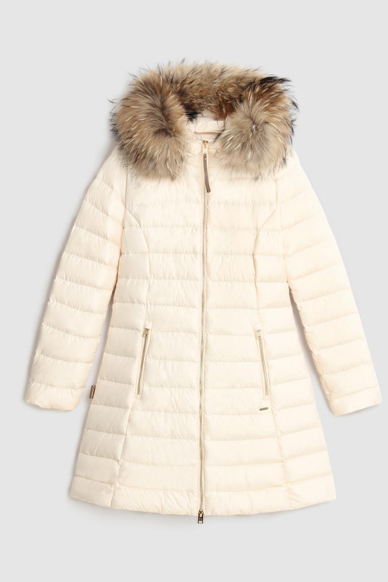 White Woolrich Ellis Quilted Long With Removable Fur Women's Down Jackets | 1459786-RL