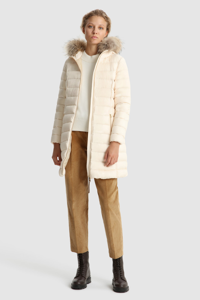 White Woolrich Ellis Quilted Long With Removable Fur Women\'s Down Jackets | 1459786-RL