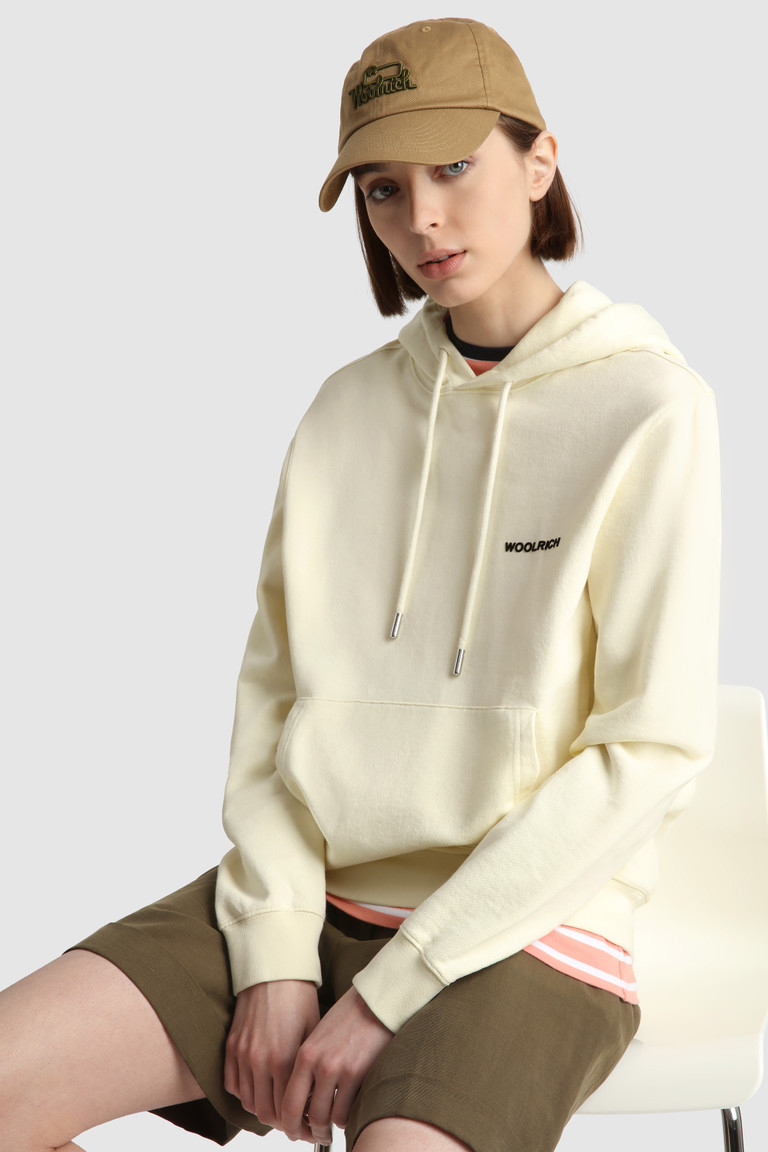 White Woolrich Hoodie With Back Print Women's Sweatshirts | 4306782-OJ